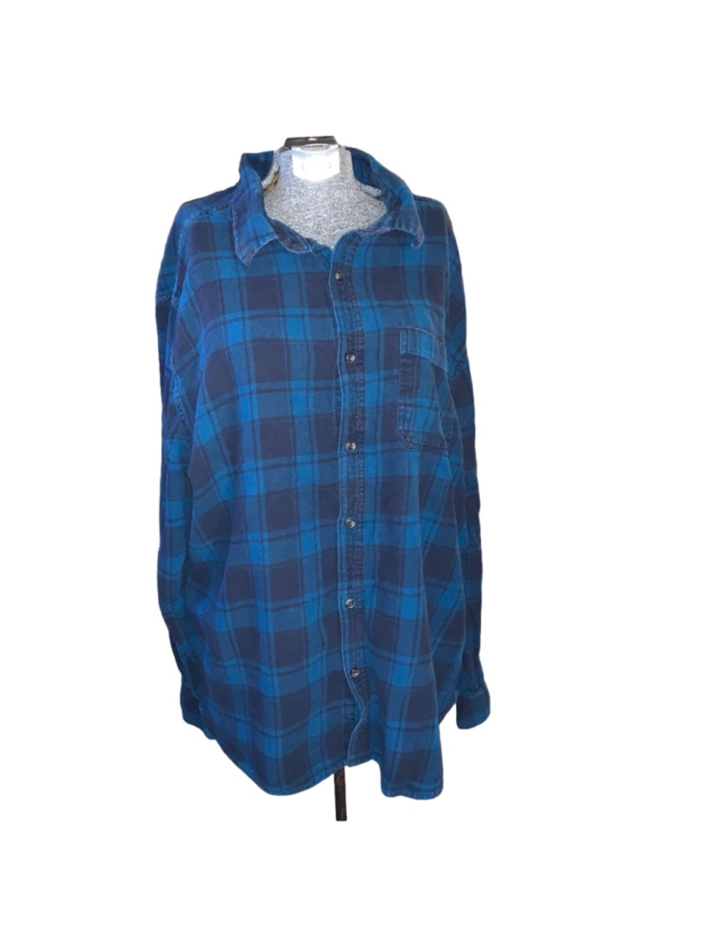 Men's George Plaid Casual Button Down Shirt XXL Blue Black